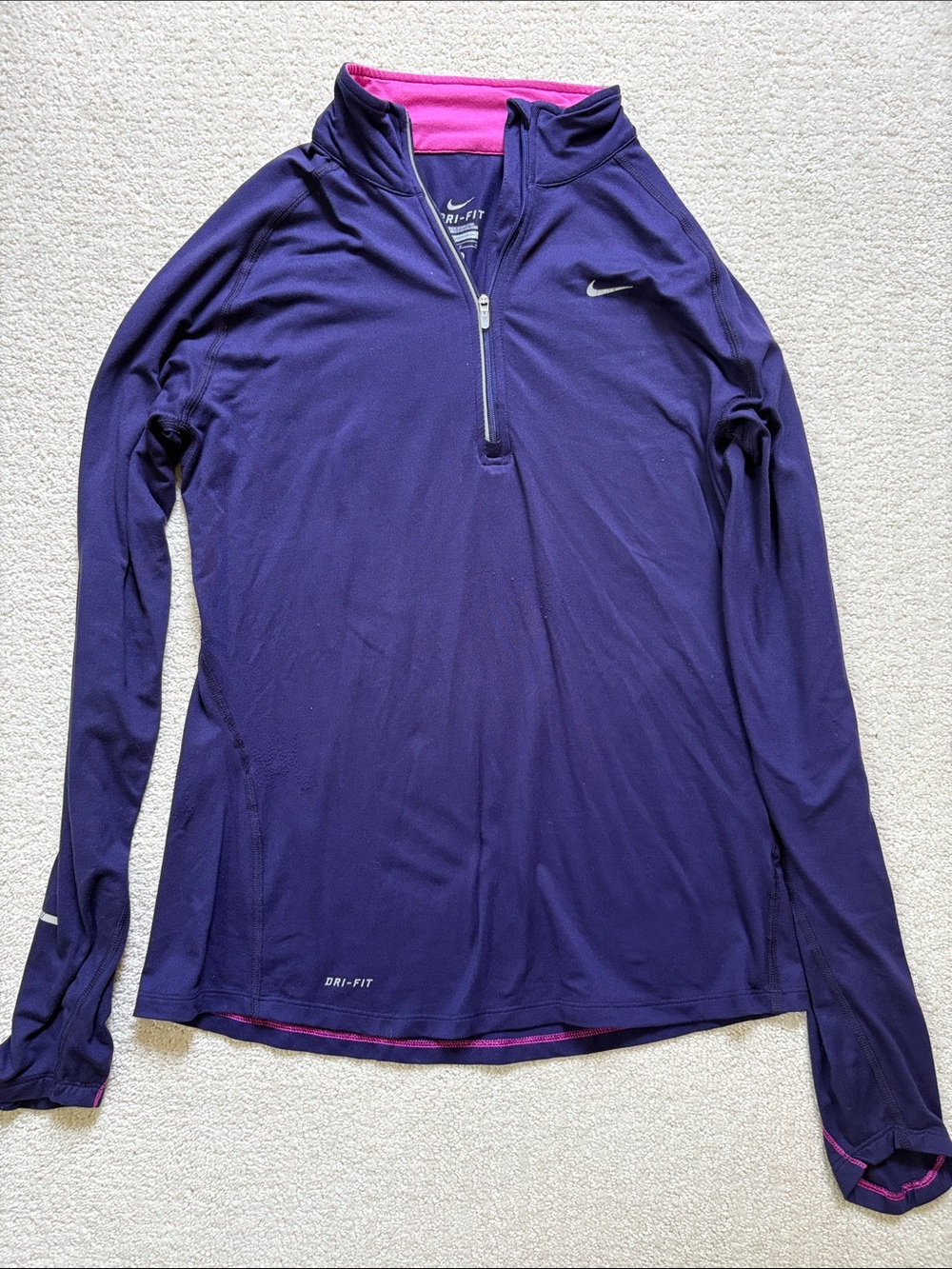 Nike Purple Dri-FIT Half-Zip Pullover with Pink Trim